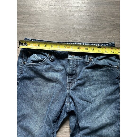 Volcom Women’s Denim Jeans Skinny Super Stoned Blue Dark Mid Rise Size 8 / 28x30 - Picture 5 of 10